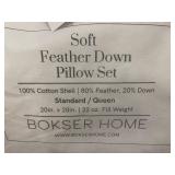 Bokser Home Soft Feather Down Pillow Set Standard/Queen 20x28in