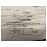 Bokser Home Medium Feather Down King Pillow Set 20x36 in