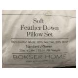 Bokser Home Soft Feather Down Pillow Set Standard/Queen