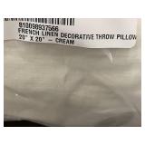 French Linen Decorative Throw Pillow 20" x 20" Cream