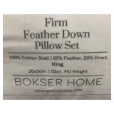 Bokser Home Firm Feather Down King Pillow Set 20x36in