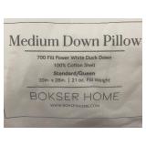 Bokser Home Medium Down Pillow Standard/Queen 20x28in White Duck Down