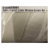 Boxed Set of 2 100% French Linen Window Curtain Panels 50x108 in
