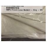 100% French Linen King Bedskirt in White