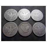 5-Barber Quarters & 1-Standing LIberty Quarter 5-Barber Quarters & 1-Standing LIberty Quarter