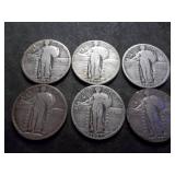 6-Standing Libery Quarters 6-Standing Libery Quarters