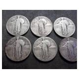 6-Standing Libery Quarters 6-Standing Libery Quarters