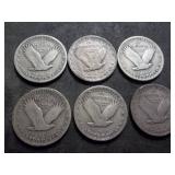 6-Standing Libery Quarters 6-Standing Libery Quarters