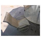 Patio Set with Glass Top Table, Chairs, and Umbrella