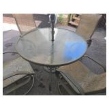 Patio Set with Glass Top Table, Chairs, and Umbrella