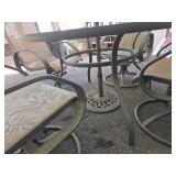 Patio Set with Glass Top Table, Chairs, and Umbrella