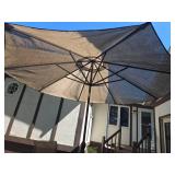Patio Set with Glass Top Table, Chairs, and Umbrella