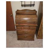 Roll Top Desk with Drawers and Cubby Storage approx. 27" wide, 20" deep, 45 1/2" tall