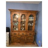 Wooden Hutch Cabinet approx. 58" wide at the base, 18" deep, 76 1/4" tall (contents NOT included)