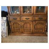 Wooden Hutch Cabinet approx. 58" wide at the base, 18" deep, 76 1/4" tall (contents NOT included)
