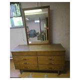 Mid-Century Modern Dresser with Mirror, Approx. 54" wide