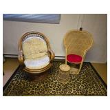 Rattan and Wicker Chairs and Foot Stool
