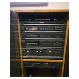 Magnavox Stereo System with Speakers including a turntable, cassette deck, and CD changer
