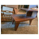 Vintage Step Table and Wooden Magazine Rack