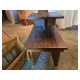 Vintage Step Table and Wooden Magazine Rack