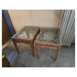 Rattan Glass Top End Tables