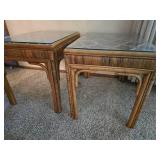 Rattan Glass Top End Tables