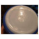 Pyrex Mixing Bowls Set including Blue Stripe, Brown, and Floral Pattern with Glass Lid