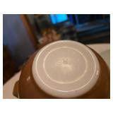 Pyrex Mixing Bowls Set including Blue Stripe, Brown, and Floral Pattern with Glass Lid