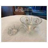 Glass Bowl Set with Gold Leaf Pattern