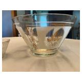 Glass Bowl Set with Gold Leaf Pattern