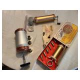Vintage Cake Decorating Tools including Ateco Fancy Cake Decorating Set, Wilton Pastry Bag, and Cookie Press