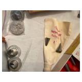 Vintage Cake Decorating Tools including Ateco Fancy Cake Decorating Set, Wilton Pastry Bag, and Cookie Press