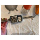 Lot of Kitchen Tools and Gadgets Including Citrus Juicer, Potato Ricer, and Strainer