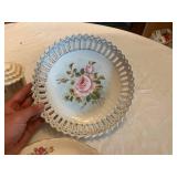 Vintage Floral China Dishes and Lidded Lard Container