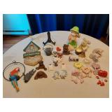 Assorted Figurine Collection including Heart Characters, Animal Figures, and Valentine Decorations