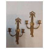 Antique Brass Wall Sconces Set Andrea by Sadek
