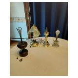 Table Lamps and Parts including Floral Shade and Brass Base