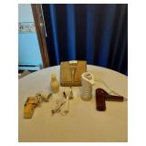Vintage Household Items Including Conair Hand Steamer, Bathroom Scale and Hair Dryer