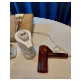 Vintage Household Items Including Conair Hand Steamer, Bathroom Scale and Hair Dryer
