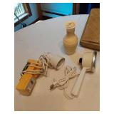 Vintage Household Items Including Conair Hand Steamer, Bathroom Scale and Hair Dryer
