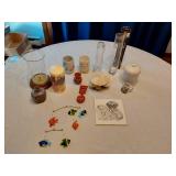 Assorted Decorative Household Items including Vases, Candles, and Trinkets