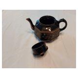 Vintage Trilby Black Teapot with Floral Design