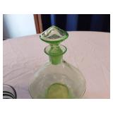 Uranium Glass Serving Set with Tray, Glasses, and Decanter