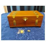 Wood Box with Brass Accents and Nixon Memorabilia
