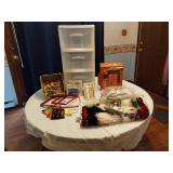 Crafting Supplies and Storage Lot including Lasetta Yarn Box, Storage Drawers, and Latch Hook Kit