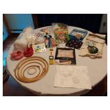 Craft Supplies Collection including Macrame Animal Art Kit, Embroidery Hoops, and Sunset Needlepoint Kit