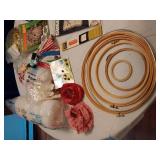 Craft Supplies Collection including Macrame Animal Art Kit, Embroidery Hoops, and Sunset Needlepoint Kit
