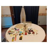 Sewing and Craft Supplies with Ironing Board and Small Table