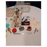 Sewing and Craft Supplies with Ironing Board and Small Table