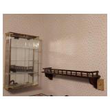 Glass Display Cabinet and Wooden Wall Shelves